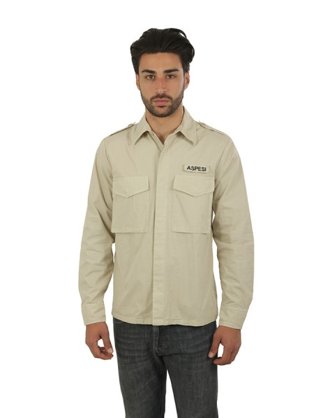 Camicia Aspesi Militare in Cotone Sasso